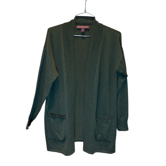 NEW Women's “Gloria Vanderbilt” Green Open Front Cardigan Sweater - Picture 2 of 7